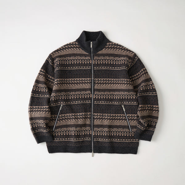 FAIR ISLE ZIP UP SWEATER